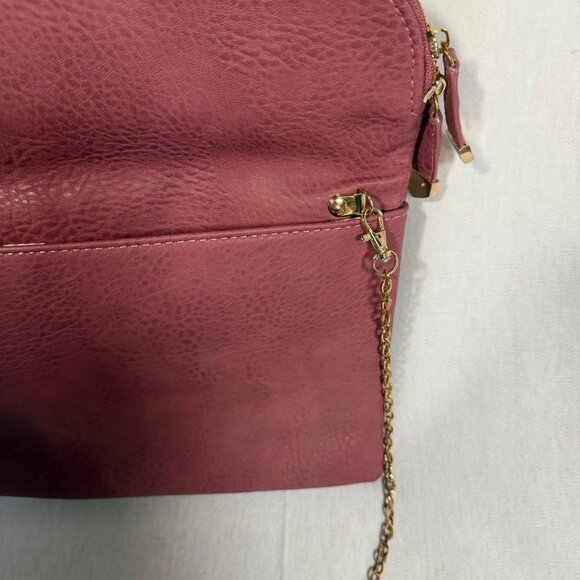 Mauve Crossbody Purse Convertible Clutch Detachable Strap Minimal Bag - Picture 7 of 8